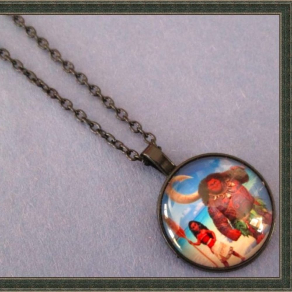 Black Tone Princess Moana/Maui Theme Necklace For Girls